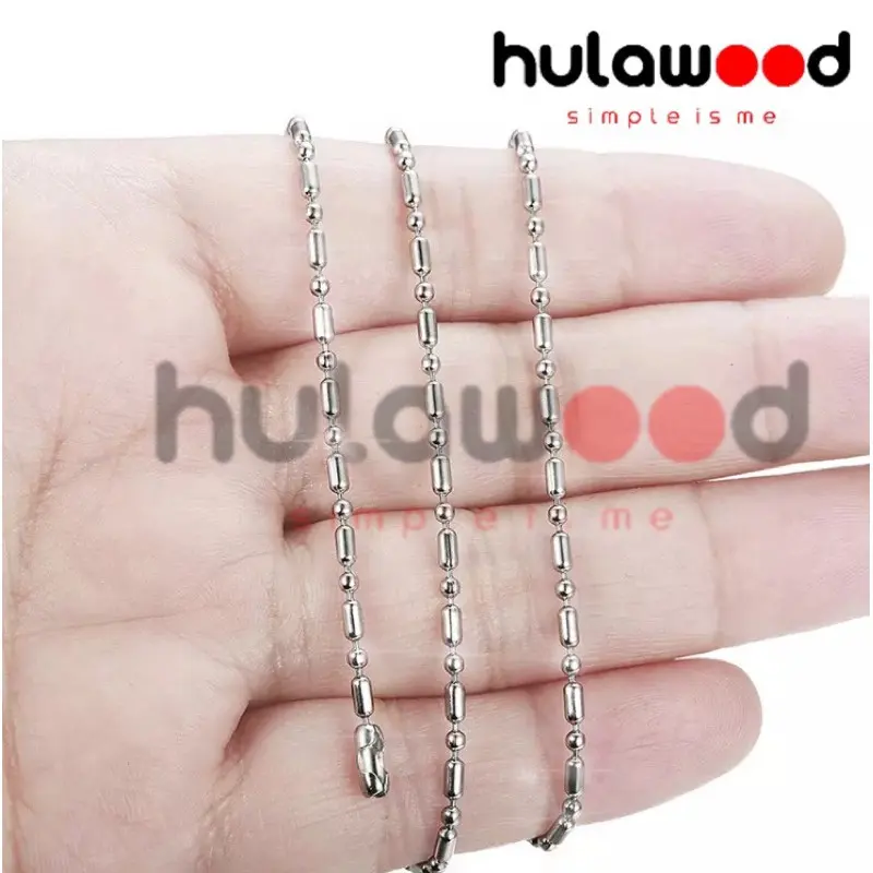 Kalung MCI Titanium Stainless Biji Bambu Bola dan Biji Lada Anti Karat Pria Wanita Kalung 1