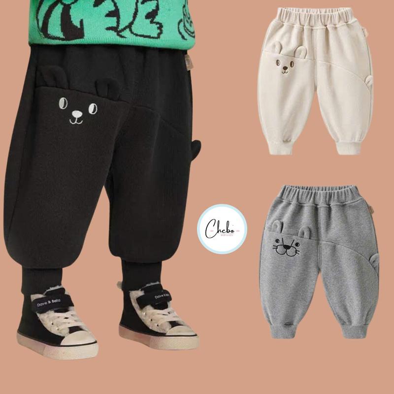 Quần nỉ cho bé size 8-23kg phong cách Hàn Quốc dễ thương chất vải nỉ ép 2 da mềm mịn kiểu dáng bomber jogger dễ phối đồ - Chebokids
