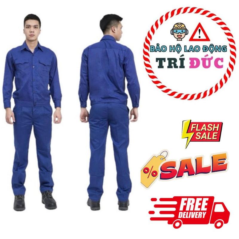 Bộ quần áo bảo hộ lao động màu xanh dương phù hợp cả nam và nữ . Size 45-85kg