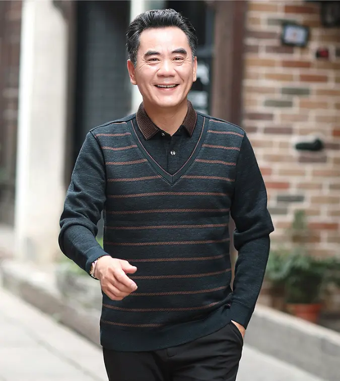 Áo Len Lót Nỉ Trung Niên - Áo len lót nỉ loại đẹp tặng bố, tặng ông Menswear Nam 5