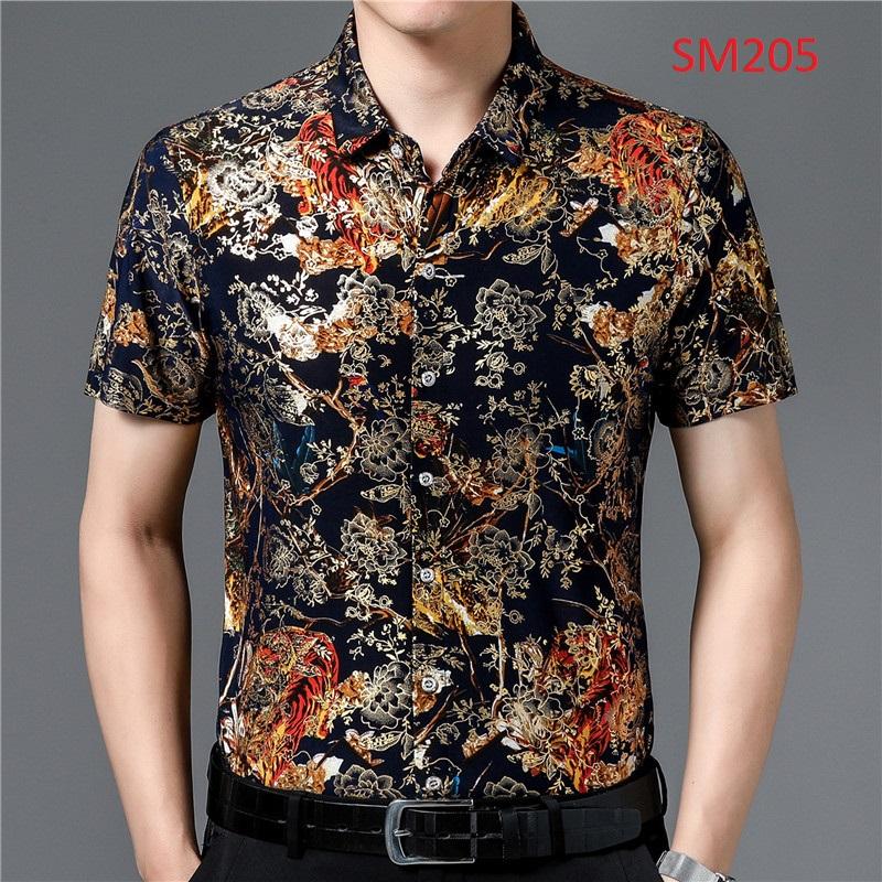 Áo sơ mi nam họa tiết hoa, rồng, đại bàng, hổ chất thun lạnh cực mát, co giãn tốt mặc cực ngầu
