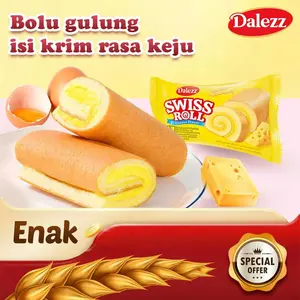 Dalazz Kue Gulung Lembut Rasa Keju | Swiss Roll Halal | Camilan Keju Gurih | Snack Keluarga 18g/Pack