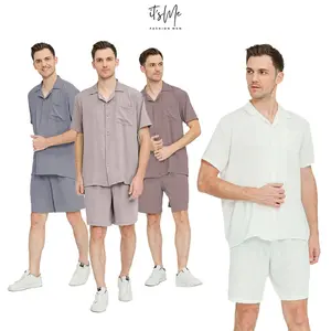 ITSME MEN - One Set Cringkel Airflow Pria | Kemeja V Neck Celana Pendek