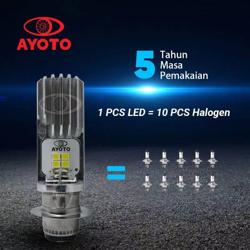 Lampu LED H6 AC DC AYOTO M2B ORI 12V Beat - Vario - Jupiter - Vega - Supra - Revo - Blade - Dll Universal X Lampu Hias