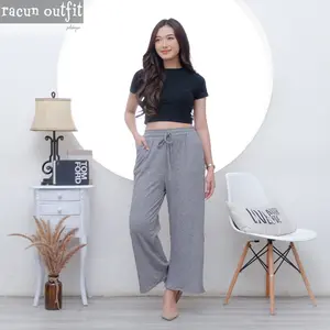 391ID Celana Cullote Highwaist Alyssa Knit Hornet Import Tebal Kulot Premium Stretch