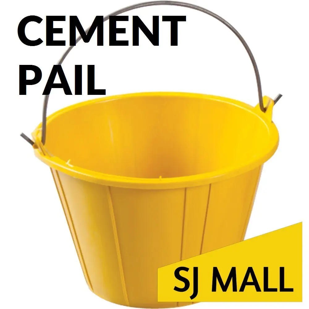 CEMENT PAIL YELLOW WITH METAL HANDLE / BALDI SIMEN TONG KUNING TANGKAI ...