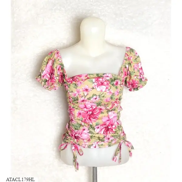 Atasan Double serut pendek Baju Top Wanita Motif 4