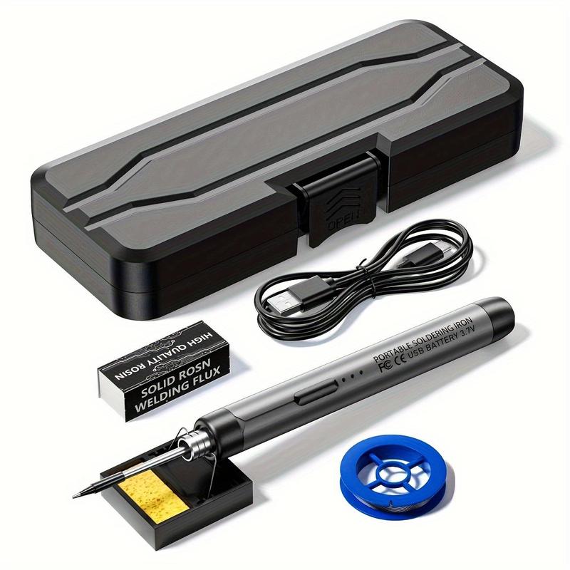 USB Soldering Iron Set, Adjustable Temperature Modern Design Soldering Iron with USB Charging Cable, Portable Soldering Equipment with Storage Box, Work Equipment for Men 1