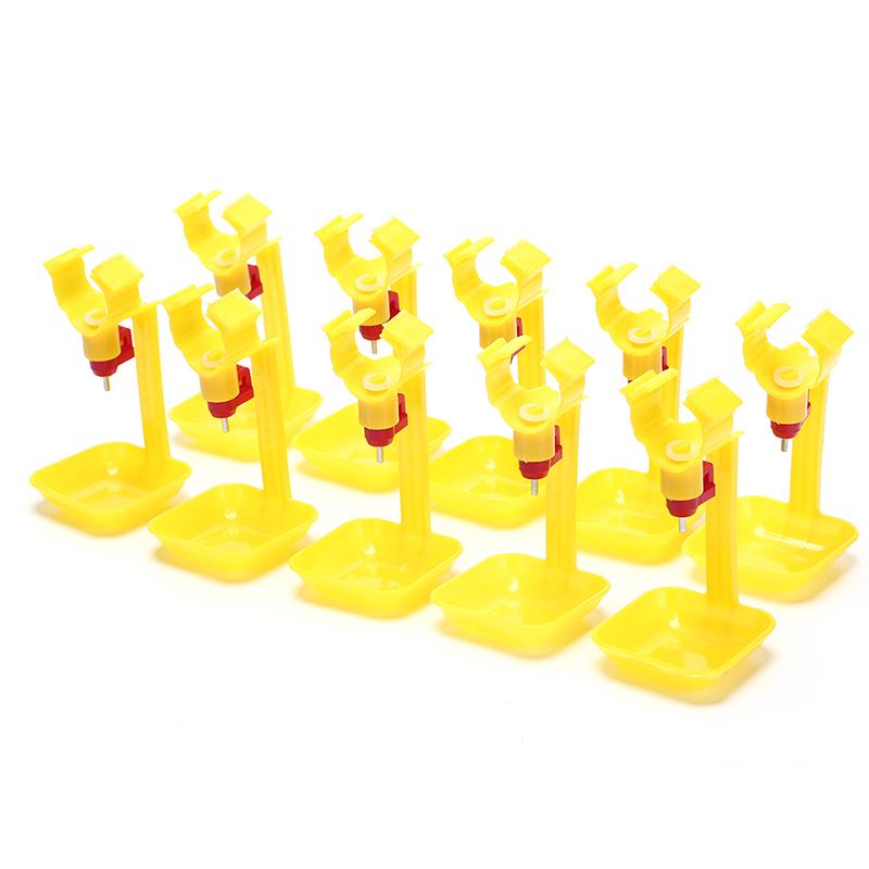 10pcs poultry chicken hanging duck drinking water nipple drinker feeder with cup 2
