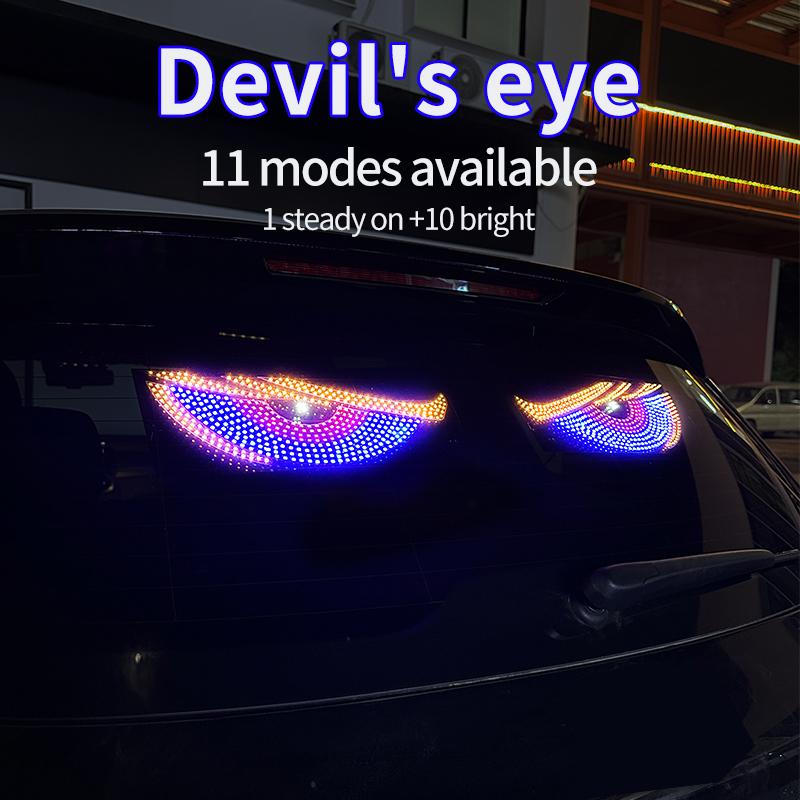 1 Pair Truck Car Devil's Eye Light RGB Dynamic Demon Eye Decorative Light Led Display Decor Pixel Panel Windshield USB 5V Multi-Mode Lamp