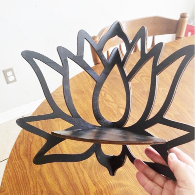 Product Introduction of Room Decor Lotus Shaped Wall Mounted Shelf, Creative Hollow Out Design Wall Decor Rack, Storage for Bedroom, Multifunctional Wall Decor for Home Living Room Bedroom, Gift for Girlfriend, Autumn Home Decor 5