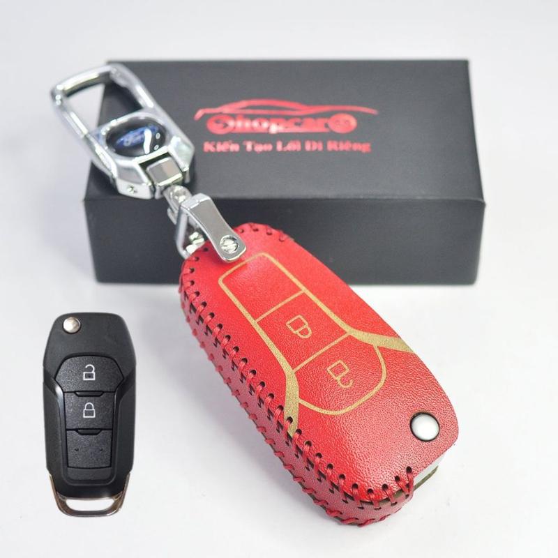 Bao da chìa khoá gập xe Ford Ranger XLS, XLT 2018+, Wildtrak 2014-2017. Mẫu chuẩn như hình, da nhiều màu sắc.