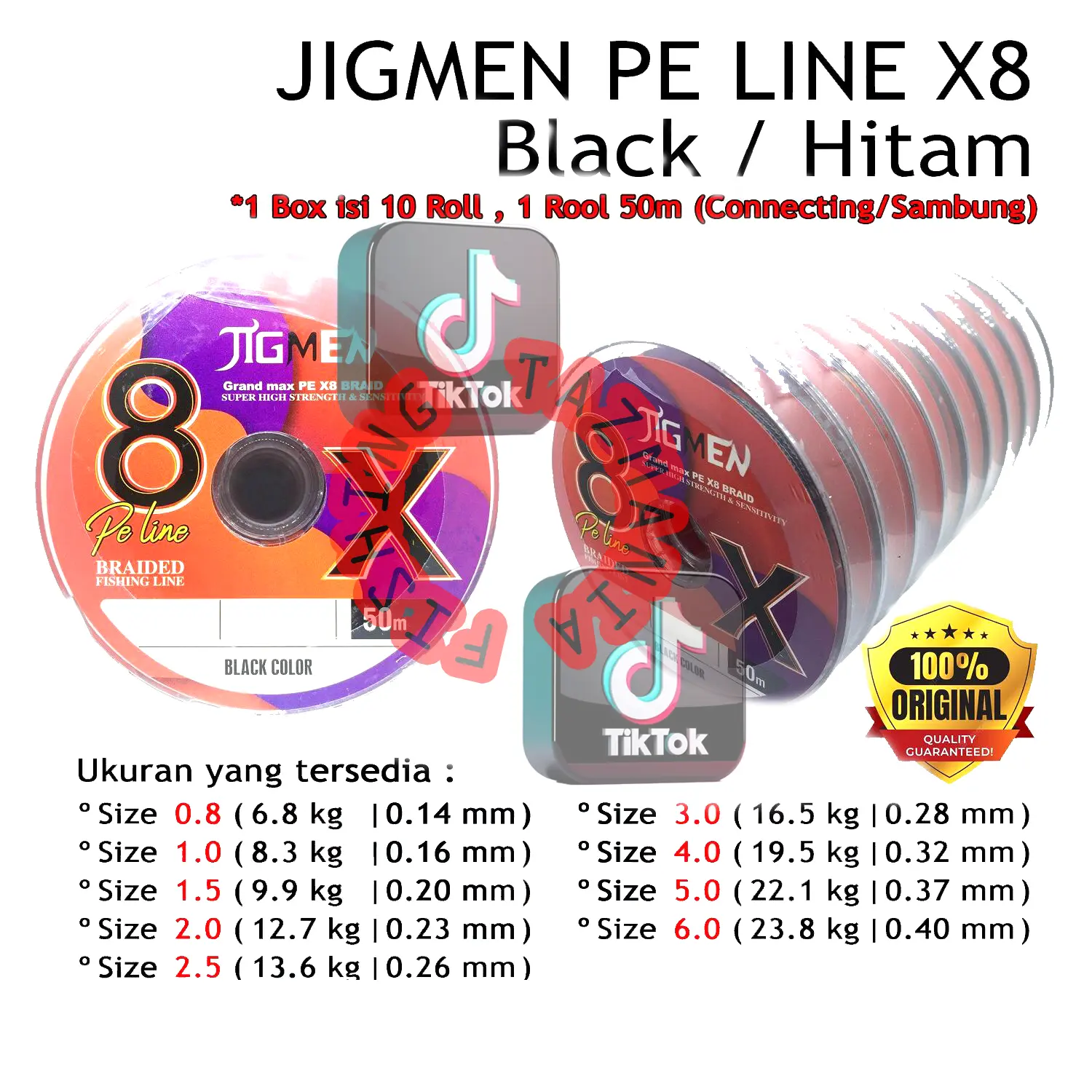 Senar PE X8 50M Jigmen RAINBOW BLACK