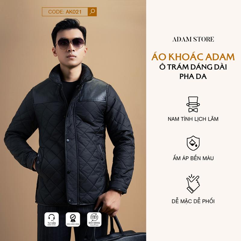 Áo khoác đen pha da Adam Store AK021 cho nam - Menswear