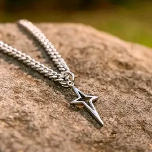Kalung Rantai Bintang Stainless Steel Anti Karat Aksesoris Elegant Liontin Silver untuk Penampilan Elegan Anda