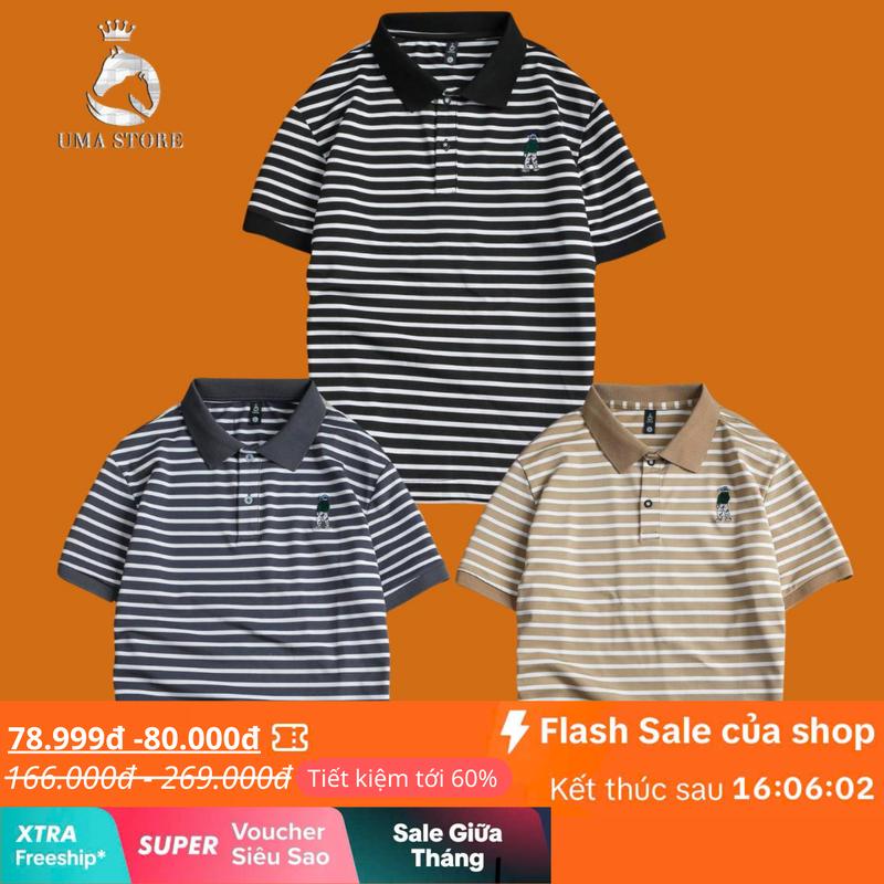 Áo Thun Polo Nam Nữ có cổ bẻ UMA Vải Pique Kẻ Ngang mát lịm trẻ trung năng động form Regular Menswear đen trắng xám lịch sự (POLOUMAOR) Shirt Ngắn Tay Cộc Tay
