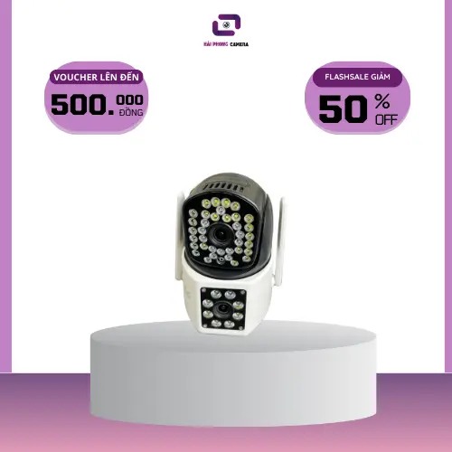 [ Bảo hành 12 tháng] Camera Yoosee Q44D- 2 mắt 2 khung hình- Xoay 360 độ ngang- 120 độ dọc- Chống nước chống mưa-  Đàm thoại gọi điện 2 chiều- Hình ảnh 15.0 mpx nhìn siêu nét- Trợ sáng ban đêm có màu rõ nét như ban ngày- Hải Phong Camera