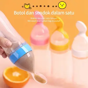 Botol dot silikon tempat makan bayi Sendok