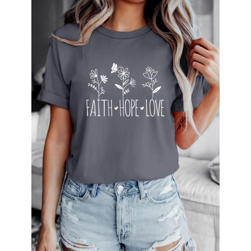 Women'S Faith Printed Round Neck Short Sleeve T-Shirt 1