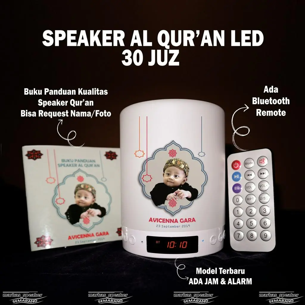 SPEAKER AL QURAN MUROTTAL LAMPU TERLENGKAP TERMURAH 30 JUZ 16GB + REMOTE