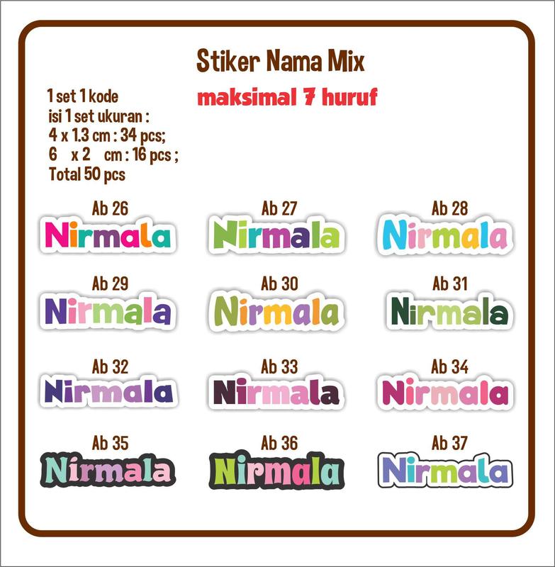 Stiker Nama Mix Ab 26-37 #stikernama Waterproof Buku 0