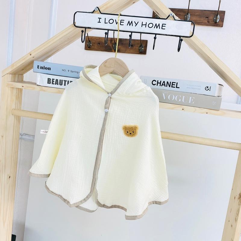 ÁO CHOÀNG NẮNG XÔ MUSLIN ĐÍNH GẤU XÙ -WOOYI 6