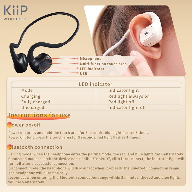 Product Introduction of KiiP Wireless DTH3 Pro TWS Bluetooth Headset Earhook Headphone Earphone Over Ear OWS Open Ear Wireless   Handsfree Earphone 4