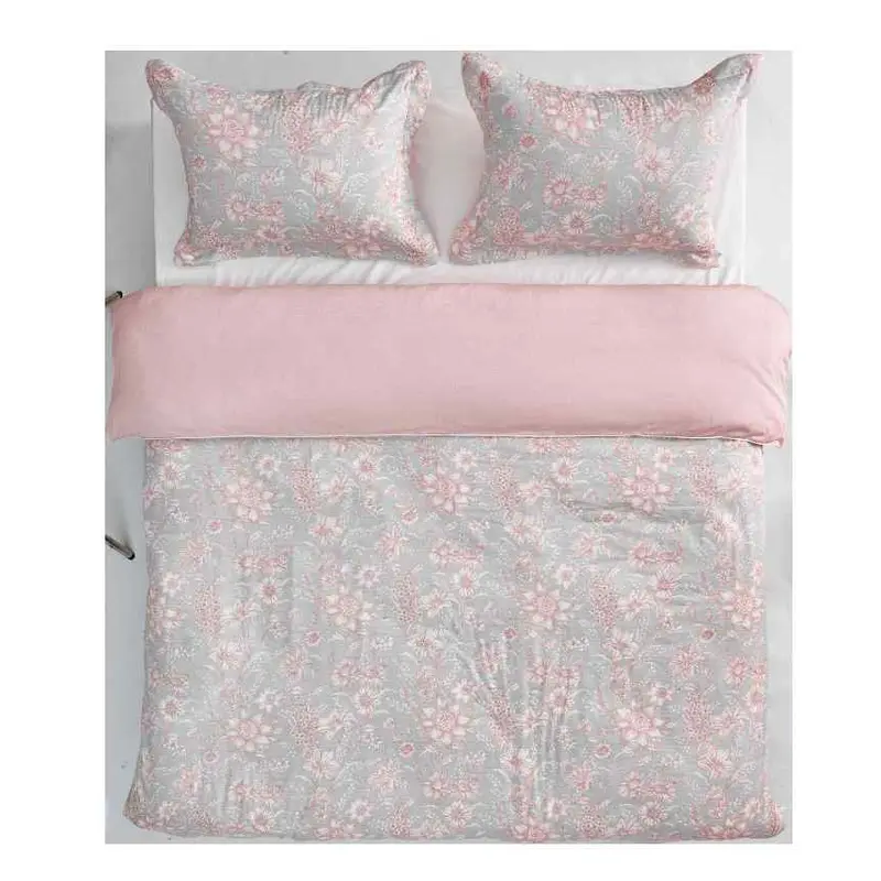 Drap GA PHỦ Everon EPM 21060 vải modal, họa tiết in hoa tông màu hông pha ghi nhạt 1