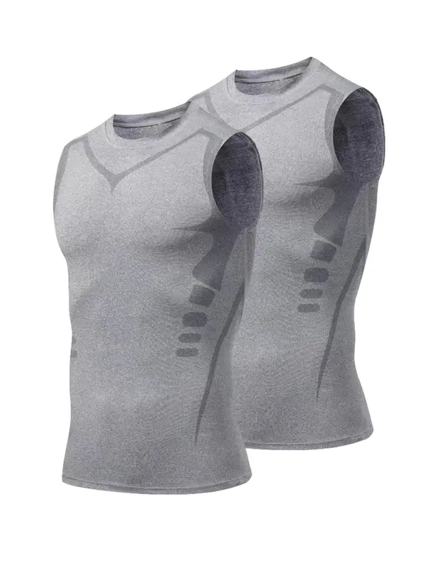 2 Pieces Mens Workout Tank Tops, Moisture-wicking Running Gym Vests, Breathable Elastic Sleeveless Compression Sports T Shirts, Gym Workout Clothes 5