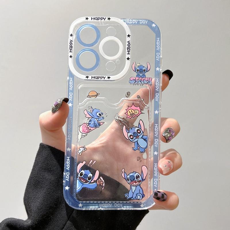 Product Introduction of Cartoon Lovely Stitch Winnie Toy Story Mobile Phone Case with Card Bag For iPhone 15 Pro Max 14 Pro Max 14 15 Plus 13 Pro Max Soft Phone Back Cover for iPhone 12 Pro Max 11 Pro Max XR XS Max 7 8 Plus Back Shell​​​​​​​ 18