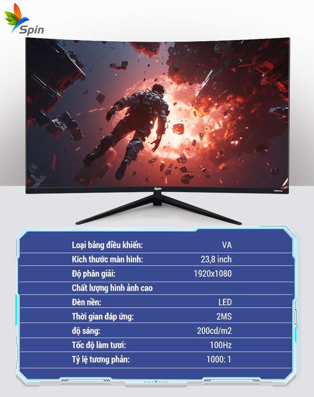Màn hình cong LCD 24&27 inch Full HD cho máy tính chơi game 100hz 2ms | BigBuy360 - bigbuy360.vn