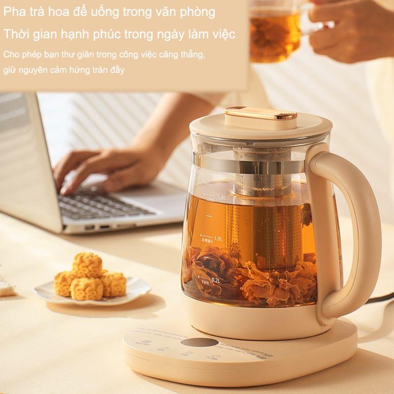 Ấm Đun Nước pha trà Điện Thủy Tinh 1.8L KÈM BẾP TỪ ĐIỆN, Bình Giữ Nhiệt Tự Động Bảo Nhiệt, 800W Nhanh Chóng