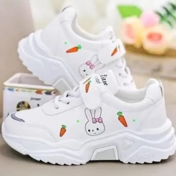 Sepatu sneakers import anak perempuan Print Motif CARROT RABBIT Kekinian|Sepatu Casual Anak Korean Style Terbaru Fashion 1
