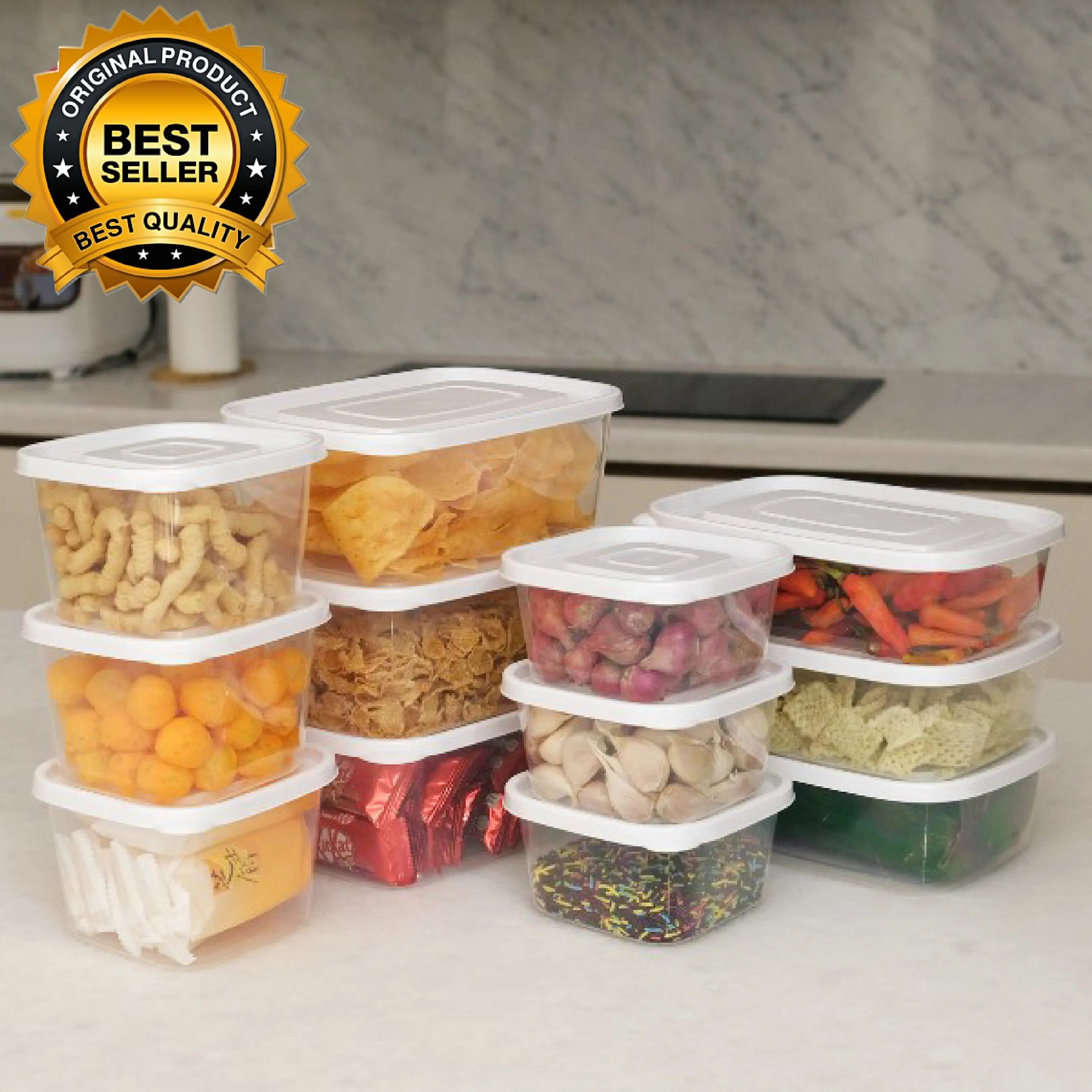 Calista Rumoi Putih Bening Isi 12pcs Toples Makanan Plastik Set Cantik Calista Aman Untuk Microwave Dan Freezer