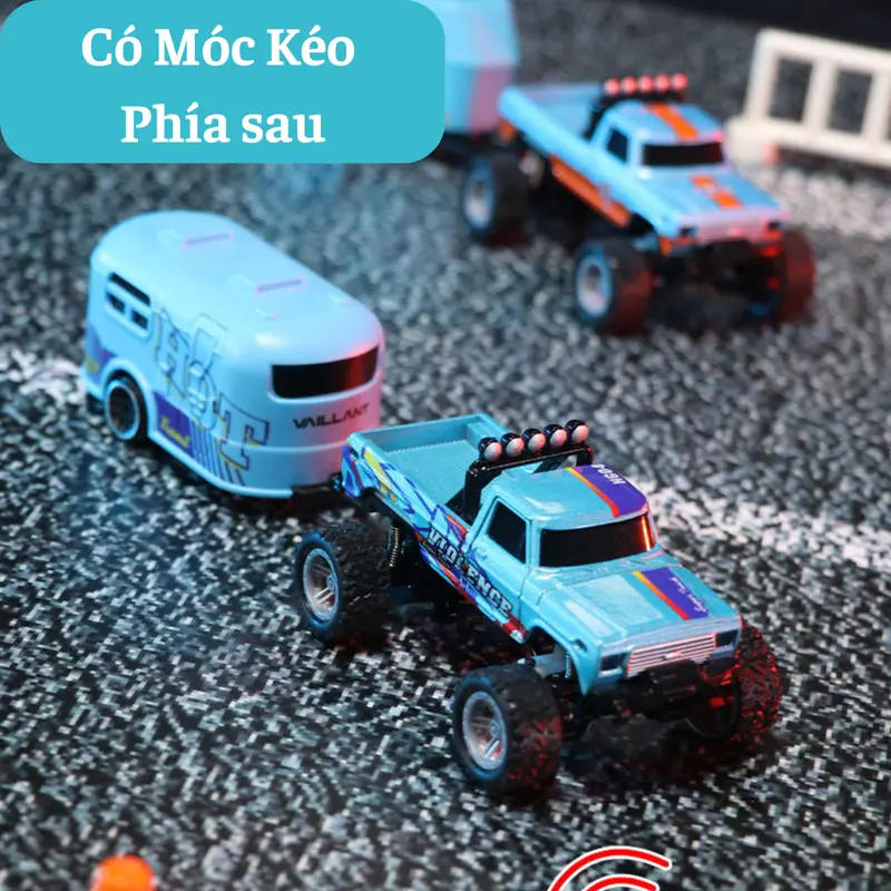 Xe Bán Tải Địa Hình Mini Tỉ Lệ 1:64, Không Bị Trùng Sóng, Có Giảm Sóc 4 Bánh, Khung Vỏ Hợp Kim Chắc Chắn, Có Đèn Trước Đèn Sau Đèn Gầm Với 3 Nấc Tốc Độ, Leo Dốc Cực Khỏe 5