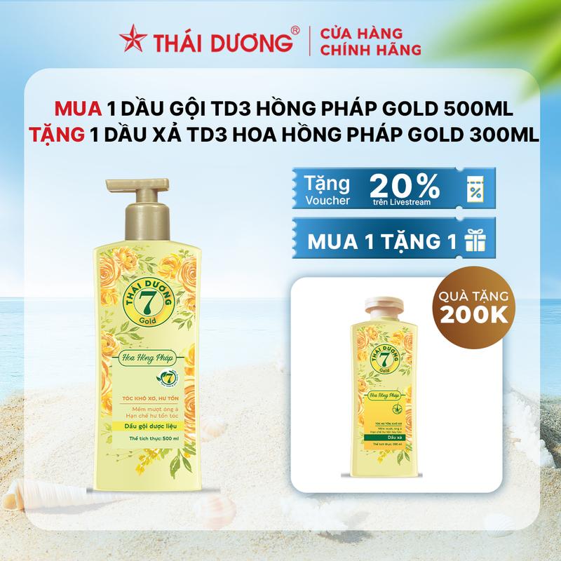 [CFV][11.11 Võ Hà Linh x STD] Mua 1 dầu gội Thái Dương 7 GOLD (Chai 500ml, Hoa Hồng Pháp) và 1 Dầu Xả Thái Dương 7 Gold (chai 300ml, Hoa Hồng Pháp) và 01 tube Kem nẻ Valentine (Hộp 1 tube x 20g)