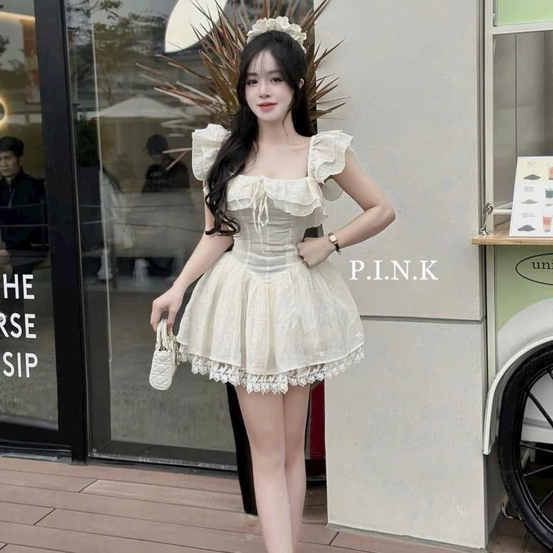 Đầm Hoa Dự Tiệc Kiểu Cánh Tiên Phối Ren Có Mút Ngực Dáng Xoè Dễ Thương 5