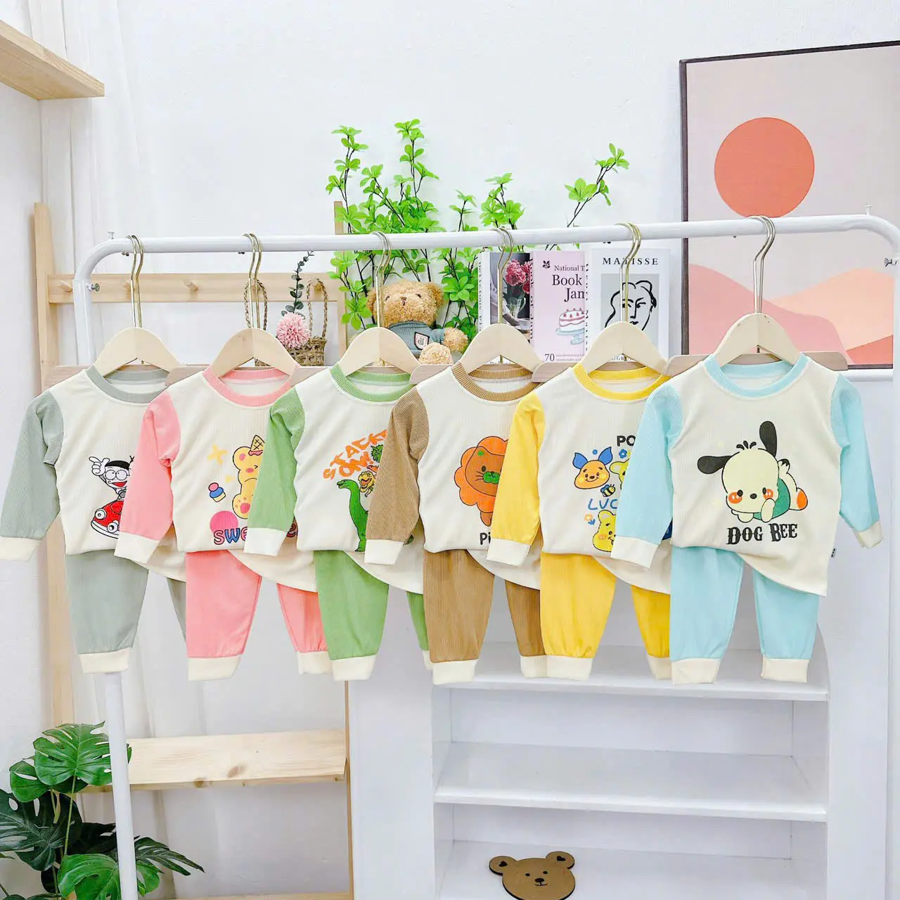 QUẦN ÁO TAY DÀI IN HỌA TIẾT THỜI TRANG CHO BÉ