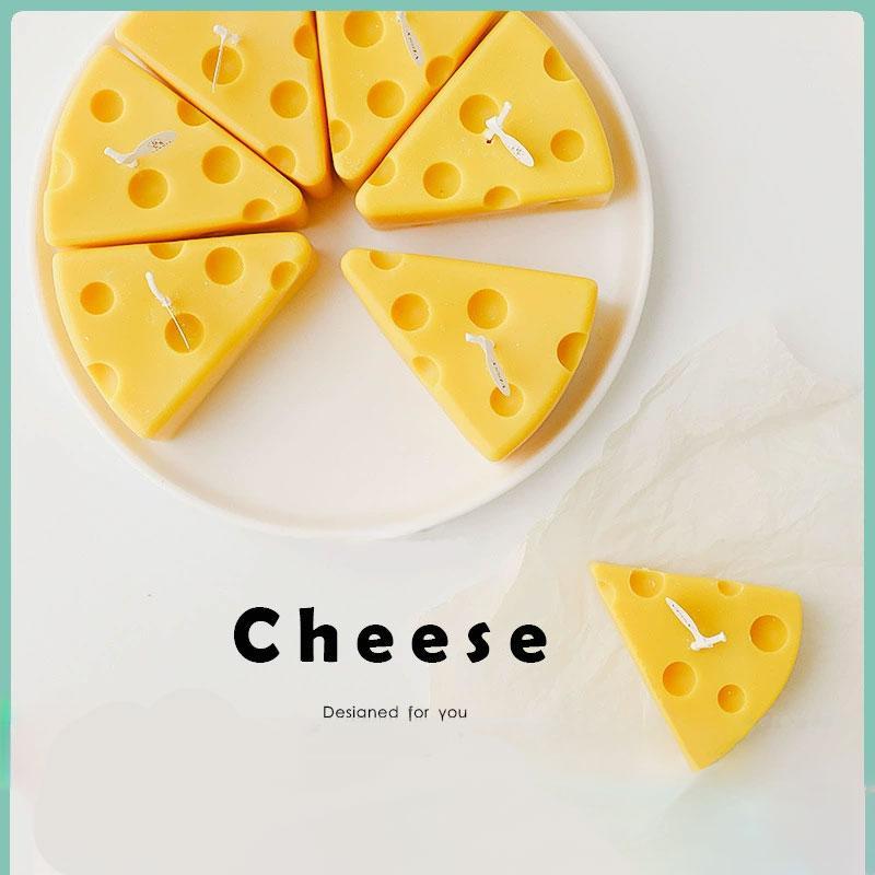 Product Introduction of Handmade Cheese Shaped Scented Candle, 1 Count Creative Modeling Candle, Decorative Ornament for Home Party Wedding, Creative Gift for Friends, Freshener 3