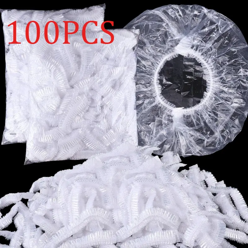 Disposable Shower Caps Waterproof Plastic Bath Caps - For Women Kids Girls, Spa Party Travel, Hotel and Hair Solon Hat Light Cover