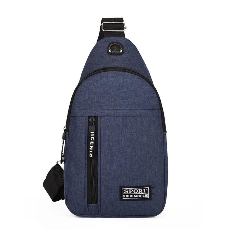 2025 new solid color chest bag men's trendy brand men's shoulder bag shoulder bag Oxford cloth casual bag small backpack 8