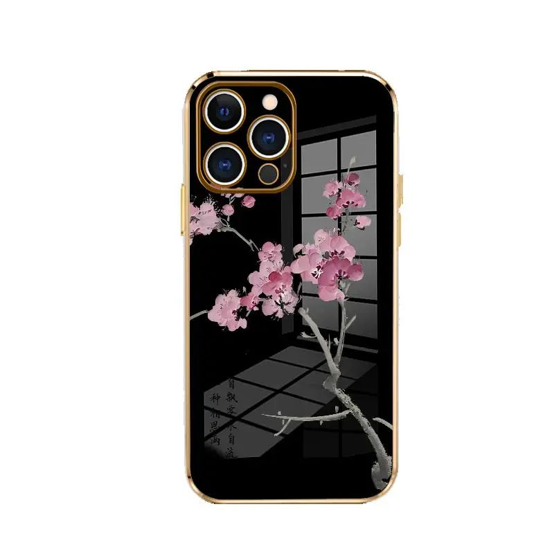 Softcase Untuk VIVO Y17 Y01 Y02 Y02A Y02t Y03 Y10 T1 Y100 4G Y11 2019 Y11s Y12 Y12a Y12s Y12i Y15 Y15s Y15a Y15c Y16 Y17s Y18 Y18e Y19 Y1s Motif Bunga Plum Soft Silicon Laser Plating Kesing Hp Murah 7