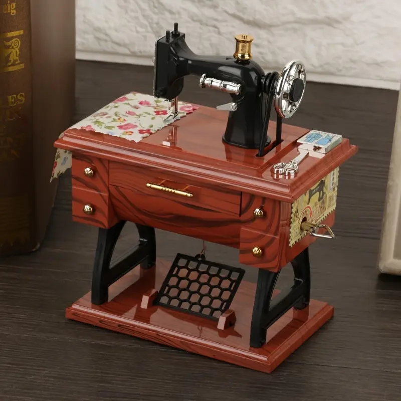 Vintage Sewing Music Box, Clockwork Box Mini Retro for Birthday Present.Mother's Day gifts, meaningful gifts Decor Ornaments 3