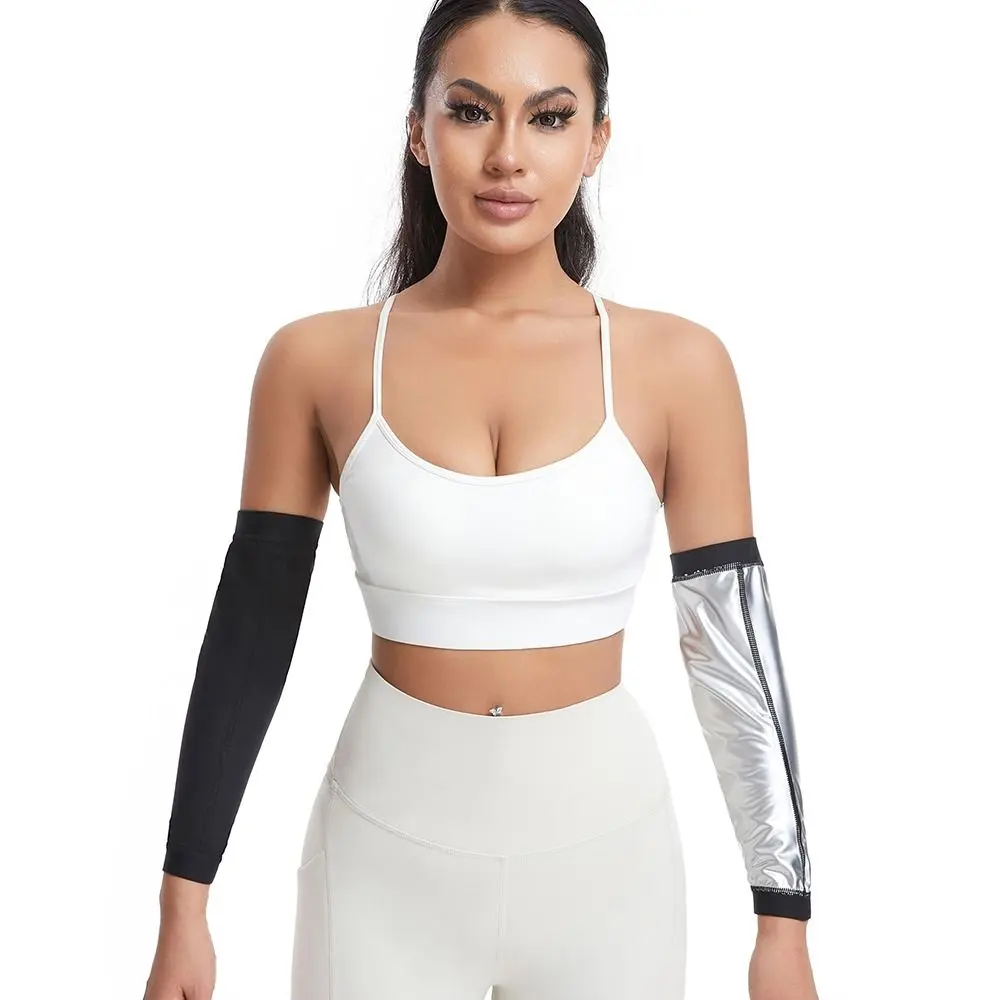 Comfortable PU Coating Women's Sports Fitness Arm Suits Sauna Knee Protectors Exercise Arm Band Weight Loss Anti-slip Elbow Protective Pad Running Fat Burning Protection