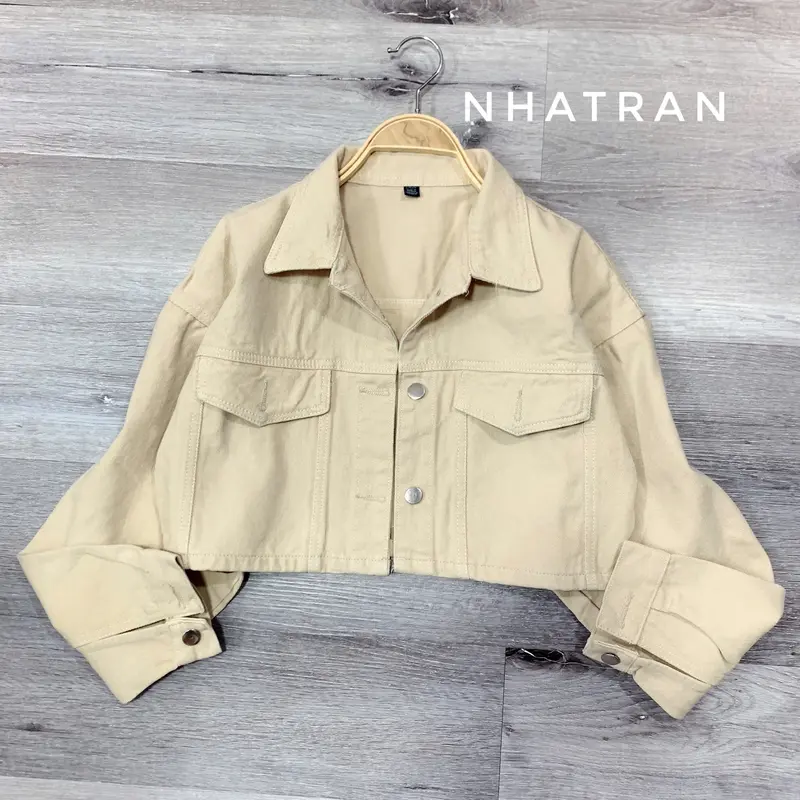 nhatran - Áo khoác jean nữ croptop phom ngắn chất Denim Cotton Women Jacket MÀU 3