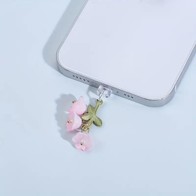 Product Introduction of Korean Cute 3D Floral Pearl For Phone Anti Dust  Charge Port Plug For iPhone Type C Dust Protection Stopper Accessories 2