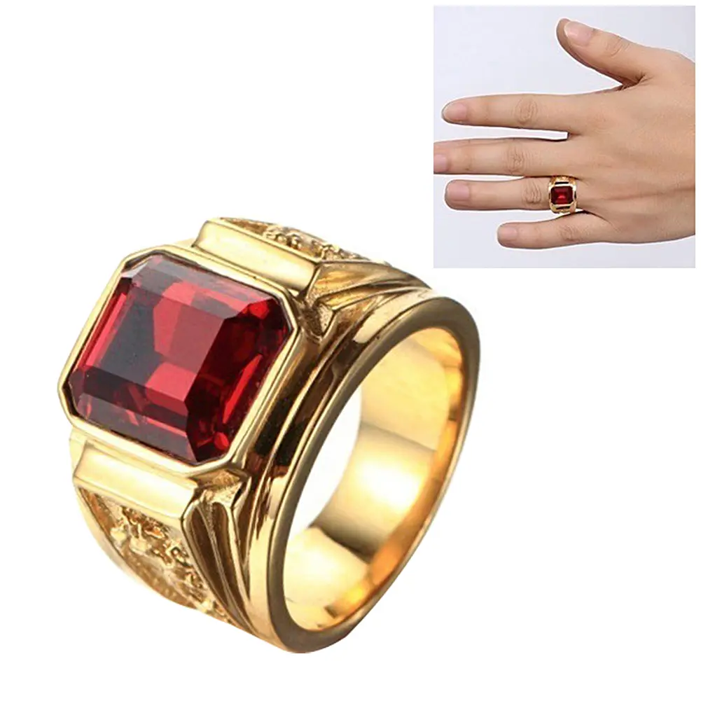 Nhẫn Ngón Tay Đồng Kim Cương Giả Hình Vuông Chạm Khắc Rồng Cổ Điển Trang Sức Nam Quà Tặng Trang Trí