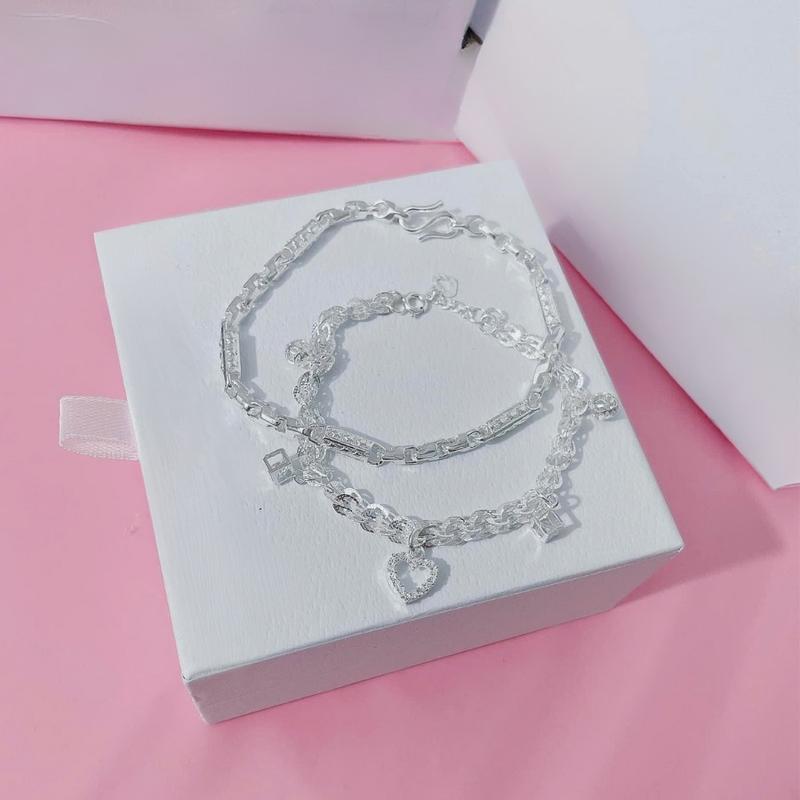 Set lắc tay đôi bạc ý cho cặp đôi xinh xắn tặng kèm hộp P.A.N 1
