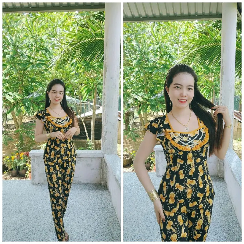 bộ cổ vuông phối bèo màu tay cánh tiên quần dài ống nhỏ size 12345 (40-78kg) Áo Thun 3