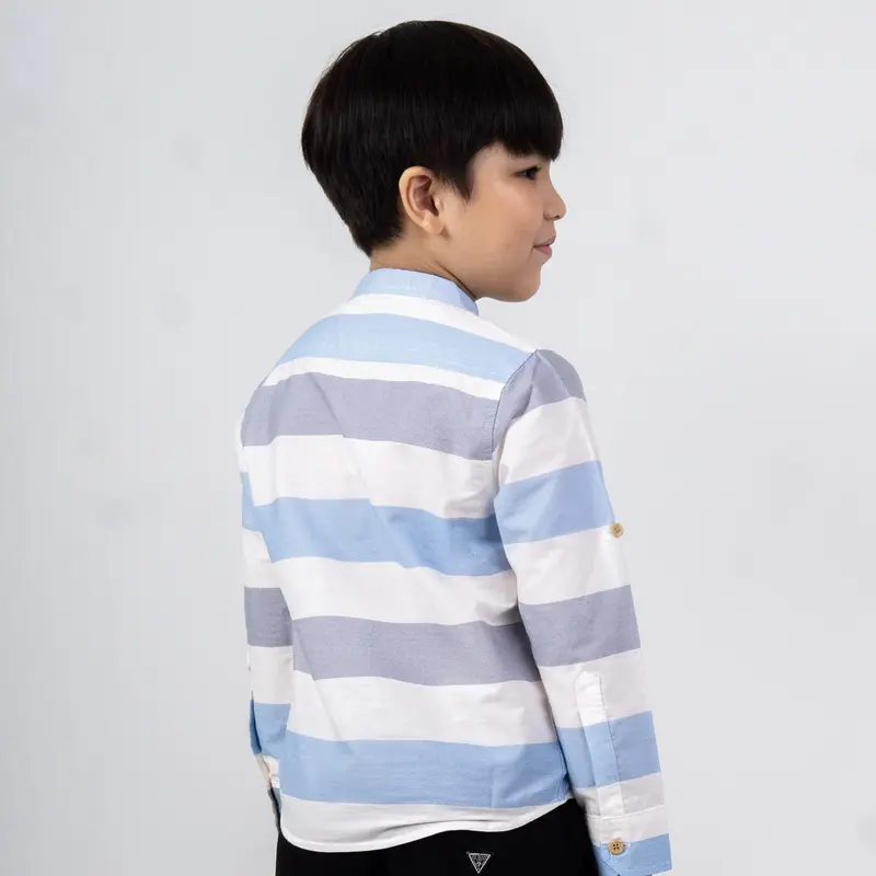 M231 Kemeja Anak Laki Laki Koko Shanghai Stripe Panjang Biru 5090G 2